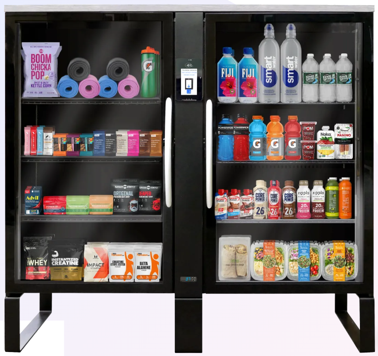 Pantra smart micro-market interior showing variety of snacks, beverages, and fresh products