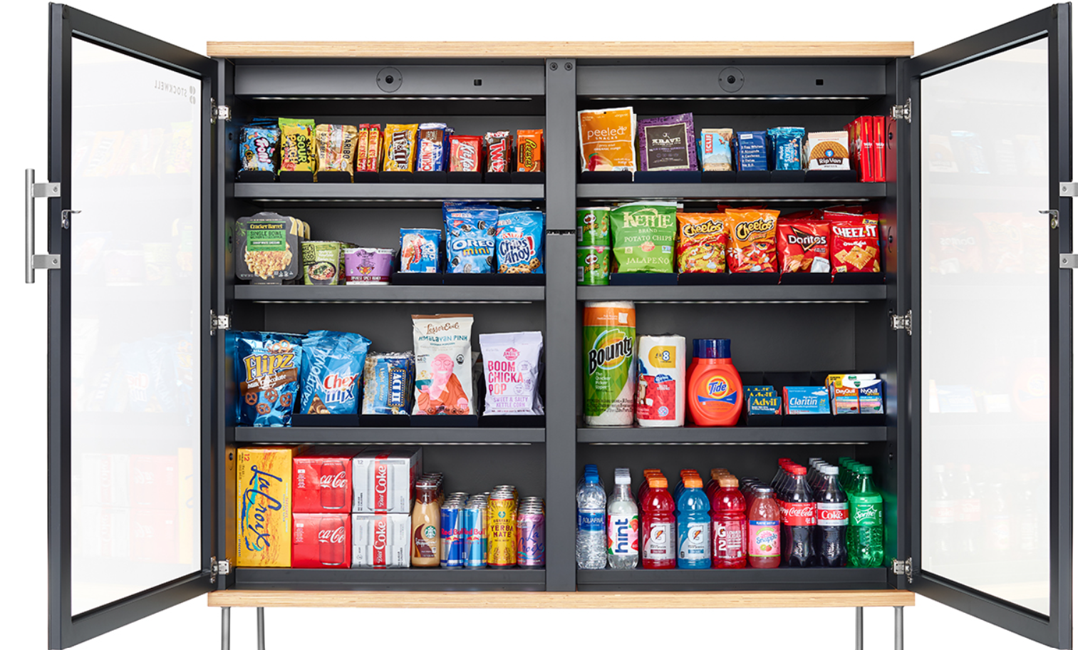 Pantra micro-market with doors open showing variety of products